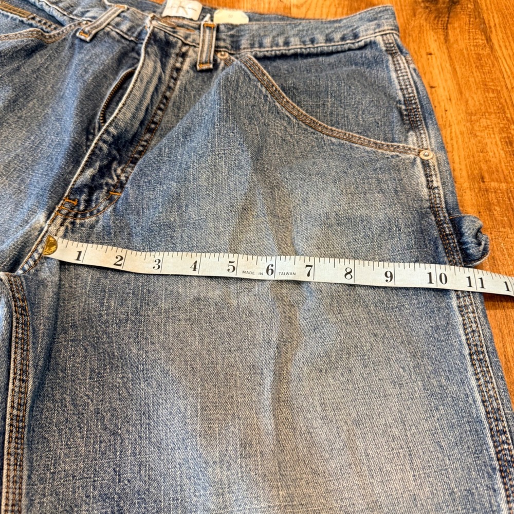 Calvin Klein Jeans Mens 32x30 Worker Carpenter Pants Blue Denim Wide Leg Vintage - Picture 7 of 13